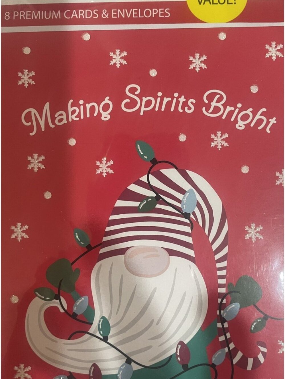 Gnomes Christmas-American Greetings-8 Premium Cards & Envelopes Christmas